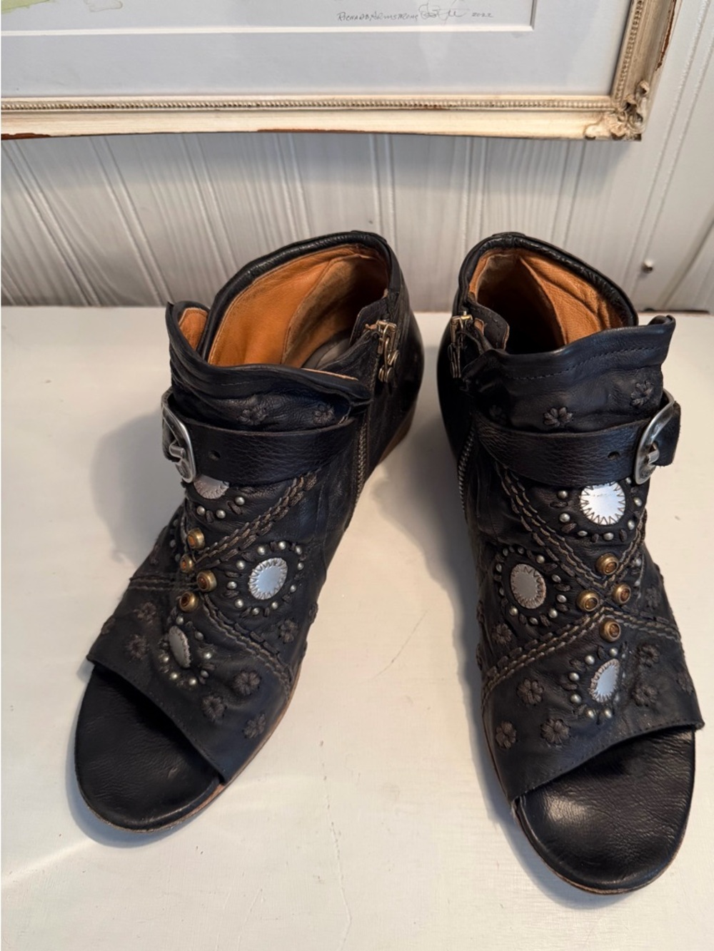 A.S.98 Black Embellished Open-Toe Ankle Booties